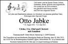 Traueranzeige von Jabke, Otto