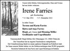 Traueranzeige von Farries, Irene