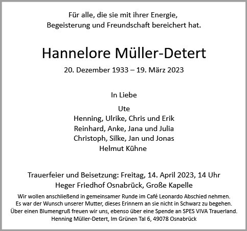 Hannelore Müller-Detert