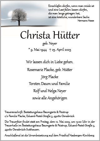 Christa Hütter