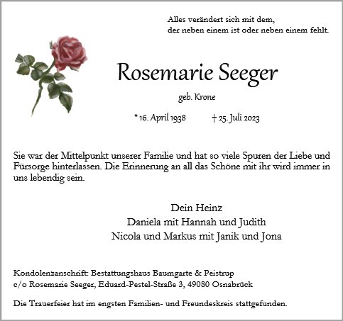 Rosemarie Seeger
