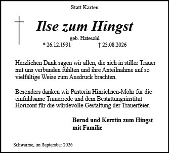 Ilse zum Hingst
