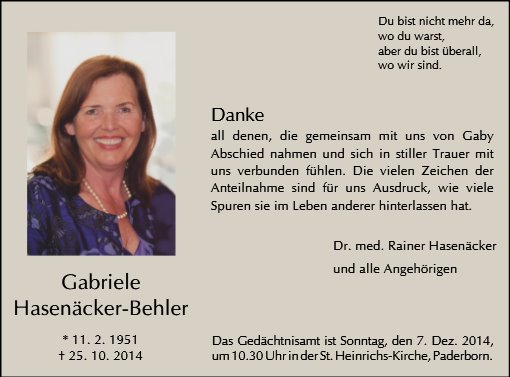 Gabriele Hasenäcker-Behler