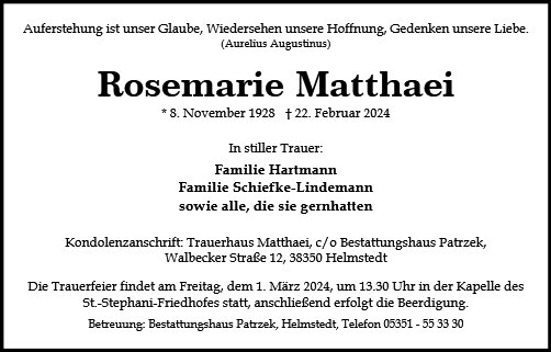 Rosemarie Matthaei