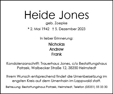 Huberte Friedel Heide Jones